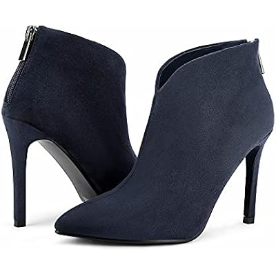 Greatonu Womens High Heel Boots Sexy Stiletto V Shape Pointy Toe Ankle Booties