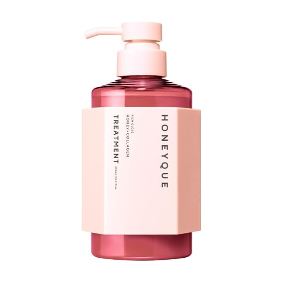 HONEYQUE Rich Gloss Honey + Collagen Treatment 450ml/15.2 fl. oz | Deep Repair & Hydration Hair Treatment | Smooth & Shine Boost with Organic Manuka Honey & Triple Collagen | Japanese Salon-Quality