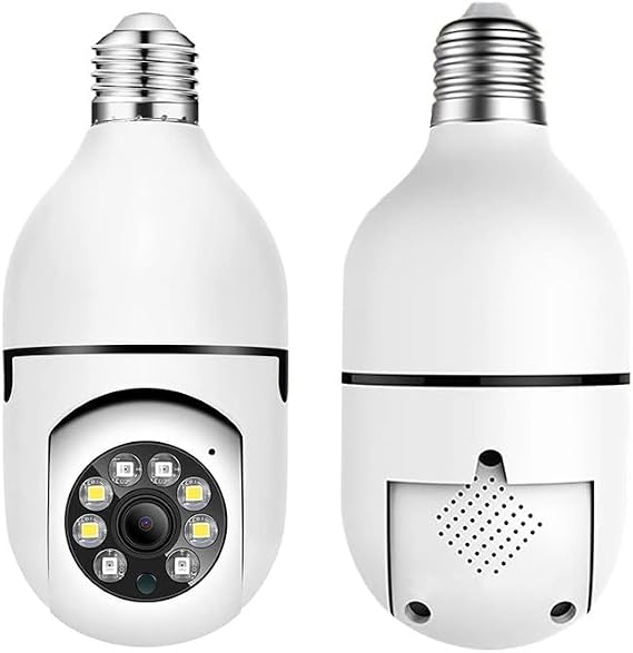 Light Bulb Security Camera 2.4GHz WiFi Outdoor - HD 1080P Wireless Light-Bulb Security Camera - Indoor/Outdoor 360 Home Security Cameras, Full Color Day and Night, Smart Motion Detection