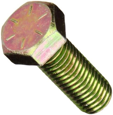 5/8"-11 x 1 Hex Cap Screws, Grade 8 Alloy Steel, Zinc Yellow, 25 Pack | Fully Threaded. Hex head with washer face. ASME B18.2.1. High strength hex bolts for automotive and structural use.