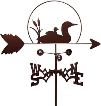 Weather Vane Animal, Decoion Weathervane, Wind Direction Indicators Kit Outdoor Garden Lawn Metal Bracket Wind Vane-Duck B