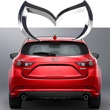 Rear Trunk Lid Evil M Emblem Badge Decal, Compatible with Mazda 3 6 CX MX 5 9 Miata (Chrome)
