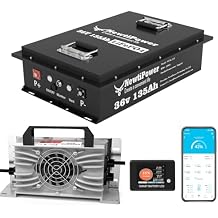 36V 135Ah Golf Cart Lithium LiFePO4 Battery with Charger and 200A BMS Grade A Cells Deep Cycle Rechargeable Battery,10000+ Cycles,Perfect for Golf Cart,Off Grid Applications (38.4V 135Ah-GC)