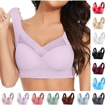 Zen Chic Bras for Older Women Purple L | Seamless Wireless Anti Sagging Bra, Padded Back Support Posture Corrector Underwear, High Support Bras for Women