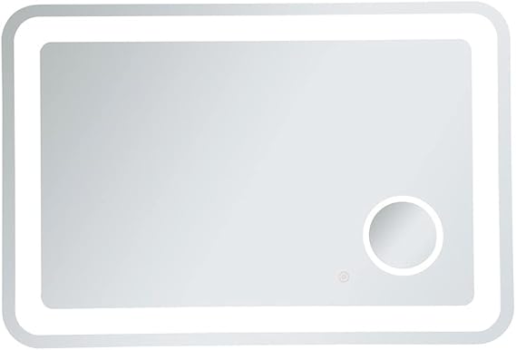 Elegant Decor Lux 27in x 40in Hardwired LED Mirror with Magnifier and Color Changing Temperature 3000K/4200K/6000K