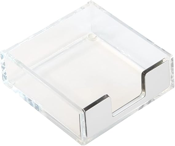MultiBey Silver Sticky Note Holder Clear Acrylic Memo Pad Dispenser