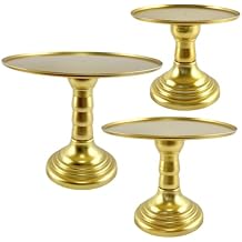 3 Pcs Gold Cake Stand Set Round Plastic Cupcake Stand Holder Dessert Table Display Set, Dessert Serving Platter for Tea Party, Birthday, Wedding, Baby Shower