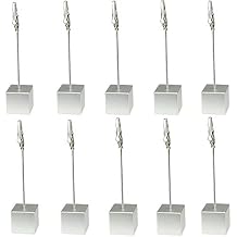 Table Number Holder Name Place Card Holder Memo Clip Holder Stand Note Holder Pictures Card Paper Menu Clip (Silver) (10PCS)
