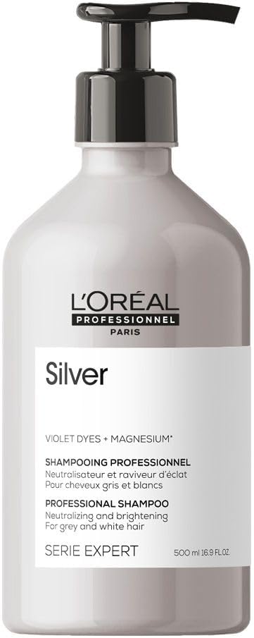 L'Oréal Professionnel Paris Serie Expert Silver Çok Açık Sarı, Gri Ve Beyaz Saçlar Için Renk Dengeleyici Mavi Şampuan 500ml