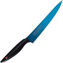 Kasumi Titanium Coated KTB3 7-3/4-Inch Titanium-Coated Carving Knife, Blue