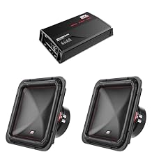MTX S6512-44 S65-Series Square 12" 500W RMS Dual 4-Ohm Subwoofer (2) JH10001 Jackhammer Series 1100W x 1 @ 1-Ohm Class D Mono Block Amplifier
