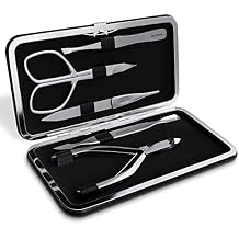 Suvorna Manicure Kit for Women with Nail Clippers, Nail Scissors, Cuticle Pusher, Nail File & Tweezer - Made with Stainless Steel - Professional Nail kit for Adults, Seniors, Women, and Men. (5 Pcs)