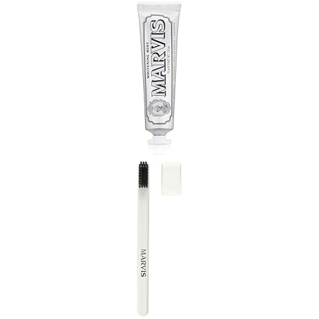 Marvis Whitening Mint Toothpaste, 3.8 Oz and Soft Bristle Toothbrush