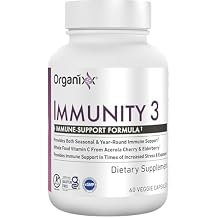 Organixx Immunity 3 Immune Support Supplement Vitamin C, Zinc, Elderberry Whole Food Immune Defense for Adults & Kids, Greater Absorption, Non GMO, 60 Capsules