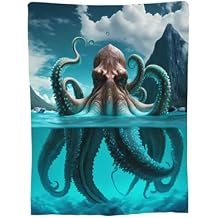 Octopus Throw Blanket for Adults Fuzzy Lightweight Super Soft Warm Cozy Flannel Plush Blankets for Decorative Bed Couch Chair 60"x50"