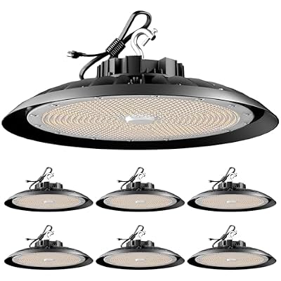Lightdot 6Pack LED High Bay Light 300W340x1W 45000lm Eqv.1200W MHHPS AC100-277V 5000K UFO LED High Bay Shop Light, Commercial Bay Lighting for 30-50FT Height