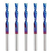 HQMaster Downcut Bit 1/8" Shank Down Cut Spiral CNC Router Bits End Mill Tungsten Carbide Milling Cutter Set 5 Pack (1/8" Cutting Diameter)