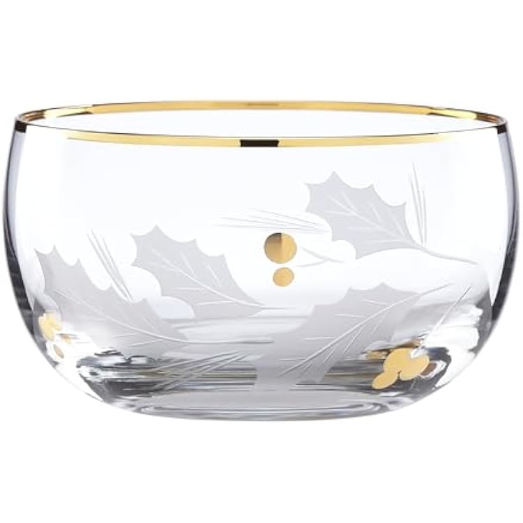 Lenox 886858 Holiday Gold Glass Nut Bowl, Christmas Drinkware Set, Hosting