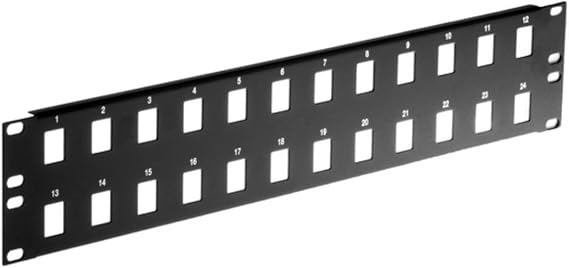 CablesAndKits Blank Keystone Panel - 24 Ports, 2RU, Made from Cold Rolled Steel (CRS) - with Satin Black Finish, EIA Hole spacing, Holds Most Standard Keystone Jacks.