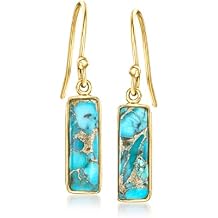 Ross-Simons Turquoise Drop Earrings in 18kt Gold Over Sterling