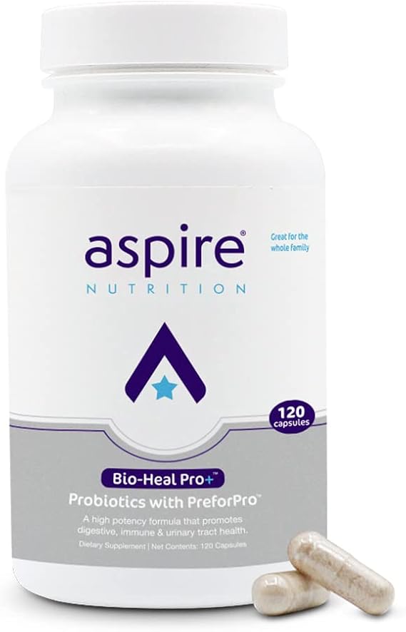 Aspire Nutrition Bio-Heal Pro+ 6-in-1 Probiotic Capsules Supplement - Daily Probiotic Formula for Women, Men, and Kids - 30 Capsules - 30 Day Supply