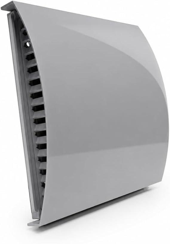 100 mm (4”) Grey Wall Vent Cover – Wind & Sound Reducing Baffle with Draft Exclusion for Extractor Fans & Heat Recovery