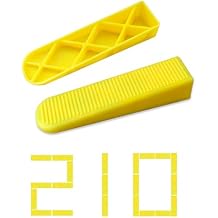 Tile Leveling System Wedges 210 pcs Reusable Tile Leveler Wedges for 1/8" 1/16" 1/32" Spacers and Tile Leveling Clips Tile Leveler Tools for Wall Floor Tile Stone Installation Yellow