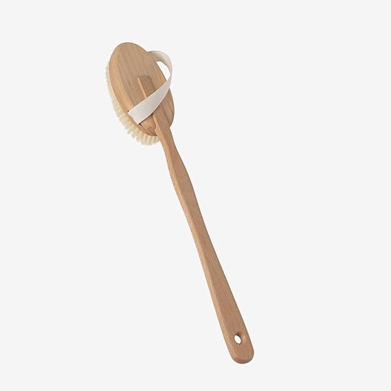 ACCA KAPPA Beechwood Body Brush Natural Bristles Removable Handle Exfoliating and Dry-Massage Tool for Men and Women