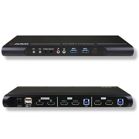 Avico Dual Monitor KVM Switch with USB 3.0 and HDMI Ports | Dual 4k60hz | Seamless Switching