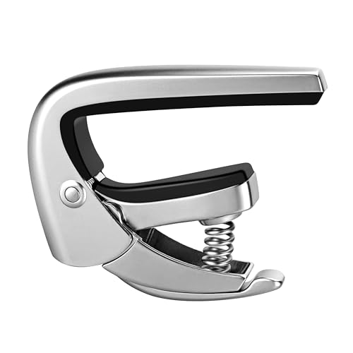 High-end Pro Guitar Capo for 6 Strings Acoustic and Electric Guitars with Quick Lock Performance-Silver