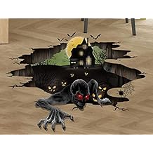 3D Halloween Floor Ceiling Stickers,Creative Horror Ghost Wall Stickers,Scary Skeleton Zombie Ancient Castle Wall Decals, Removable Halloween Decoration Wall Art for Home Office Party Decors