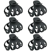 Big Claw Large Hair Claw Clips for Thick and All Hair Types, Matte Octopus Jaw Clips with Strong Hold for Women and Girls, 6 Packs (Black)