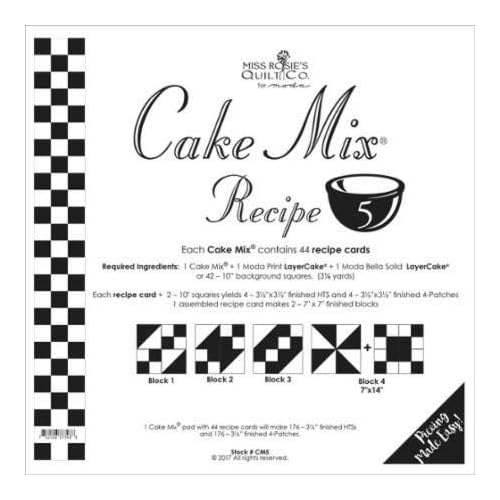 Moda Cake Mix Recipe #5 ~44 recipe cards will make 176, 3 12HST & 3 12 4 Patches