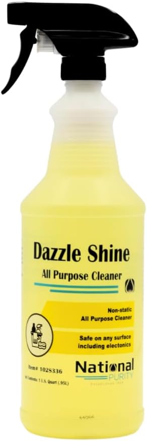Dazzle Shine All Purpose Cleaner, Non-static, Safe for Electronics, Works on Glass, 32 oz Spray Bottle