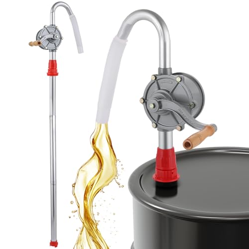 DASBET Oil Barrel Pump Aluminum Alloy Rotary Hand Crank Drum Pump Manual Barrel Oil Pump Tool Detachable Hand Cranked Fuel Transfer Pump Fit 5 to 55 Gallon Drums Fuel Transfer Drum Pump for Petrol Die
