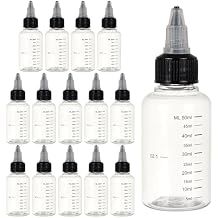 BENECREAT 15 Pack 50ml Transparent Plastic Dispensing Bottle with Twist Cap and Graduated Measurement for Liquids, Inks, Oils, Arts and Crafts
