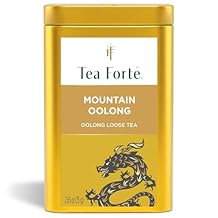 Tea Forte Mountain Oolong Premium Loose Leaf Caffeinated Oolong Tea Blend Canister, Makes 35-50 Cups