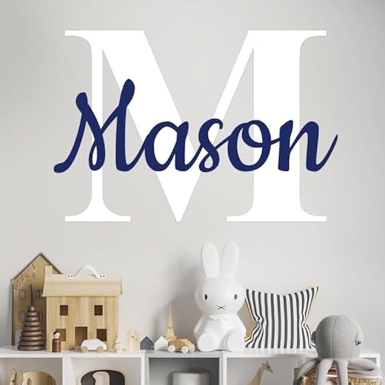 CRYPTONITE Personalized Name & Initial Vinyl Wall Decor I Nursery Wall Decal for Baby Boy & Girl Decoration I Wall Stickers for Bedroom Decor I Boys Bedroom Decor I Size Options