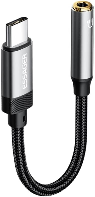 Essager 15CM Type C To 3.5mm Aux Headphone Audio Converter Adapter, Aux Converter with Hifi Audio Support