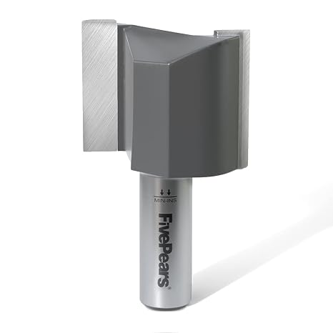 FivePears Straight Router Bits 1/2 Inch Shank Double Flute, 1-1/2 Inch Cutting Diameter, 1-1/4 Inch Cutting Length, Used for Create Groove, Dado or Hollow
