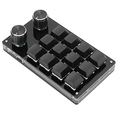 One Handed Gaming, One Handed Macro Mechanical Keyboard Macro Keypad DIY Programmable Keypad for Office Gaming Ing Keyboard Programmable 12 Key Multifunction (Black)