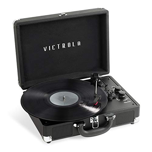 Victrola Journey Bluetooth Suitcase Record Player Built-in Speakers, 33-13, 45 & 78 RPM Vinyl Record Player, RCA Out, Headphone Jack, Wireless Streaming Black