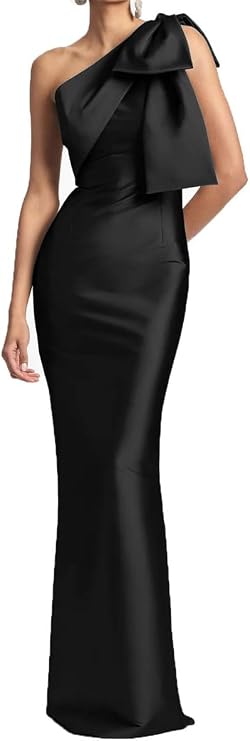 One Shoulder Bridesmaid Dresses for Women Sheath Satin Long Mother of the Bride Dress