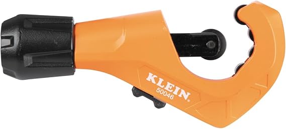 Klein Tools 50046 Constant Swing Tubing Cutter for Copper and Aluminum, 1/8 to 1 3/8-Inch O.D. with Deburring Tool and Replacement Blade