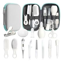 Baby Healthcare and Grooming Kit, 14 in 1 Baby Safety Set Newborn Nursery Health Care Set with Hair Brush Scale Nail Clippers for Baby Girls Boys (Blue 14 in 1)