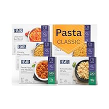 HMR Pasta Classics Entree Bundle 1 ea Penne Pasta w/Meatballs, 1 ea Rotini Chicken Alfredo, 2 ea Cheese & Basil Ravioli, and 2 ea Creamy Mac & Cheese, 7-8 oz, 6 Ready to Eat Meals