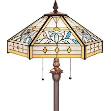 Capulina Tiffany Lamp Stained Glass Floor Lamp 2-Light 16X16X63 Inches Mission Hexagon Tiffany Style Standing Reading Lamp for Living Room Bedroom Home Office