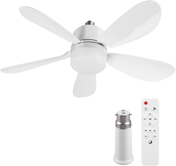 LED Ceiling Fan with Lights,E26/E27 Ceiling Fans Light with Remote Control,3 Speeds Light Bulb Fan,Timing,3 Color Dimmable,5 Blades,Silent Fans Lamp for Bedroom,Living Room,Office (42CM+B22) [Energy Class A]