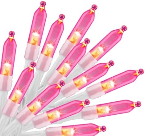 Brightown Battery Operated Christmas String Lights, 8ft 20 LED Mini Lights with Timer, Christmas Tree Lights for Indoor Outdoor Bedroom Wedding Party Holiday Xmas Decoration,Pink