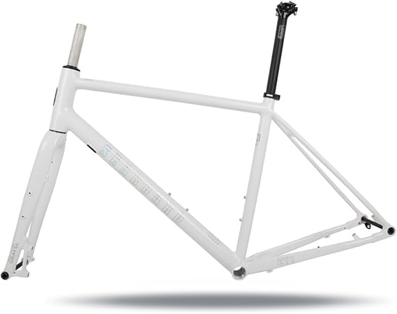 Road Bike Frameset Gravel Bikes Frame 700C Disc Brake Frame Aluminum Alloy Bike Frame 44cm 47cm 50cm 53cm Thru Axle Frame 100/142mm BSA BB68mm(White,44cm)